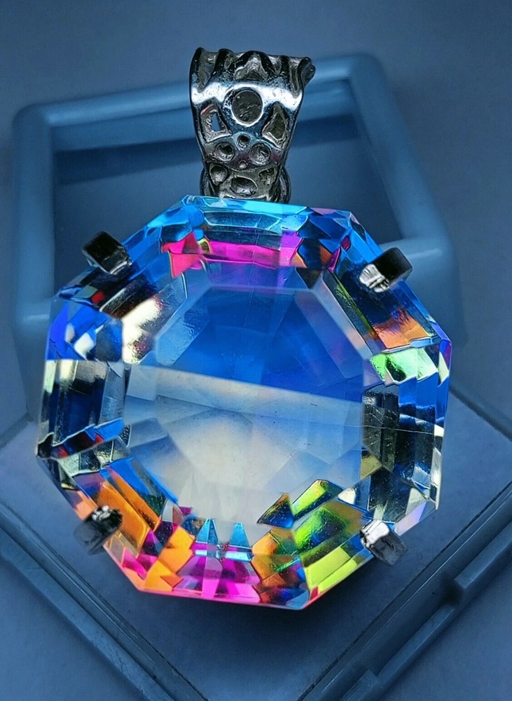 Natural Mystic Topaz Fancy Cut 78-80 Ct Loose Gemstone Pendant EGL Certified