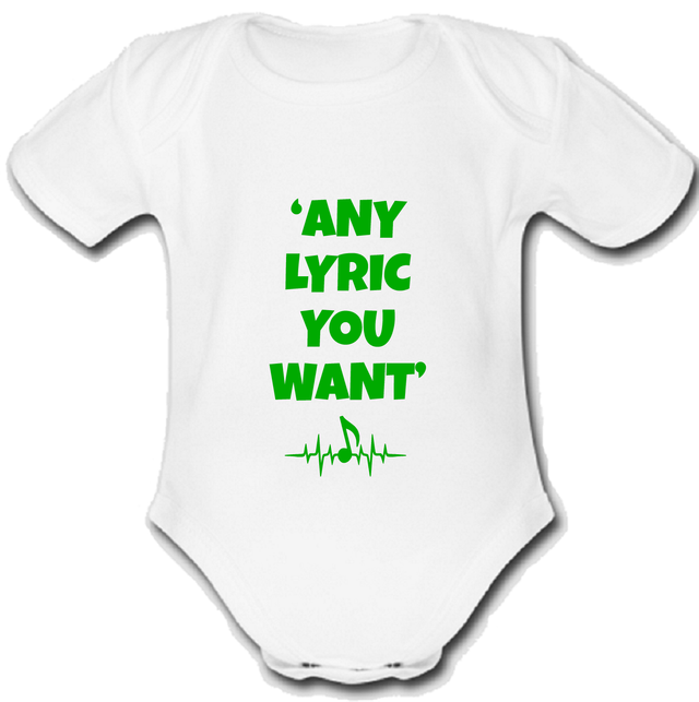 The @ Hush Sound Sound babygrow Baby vest grow music gift custom LYRICS GREEN