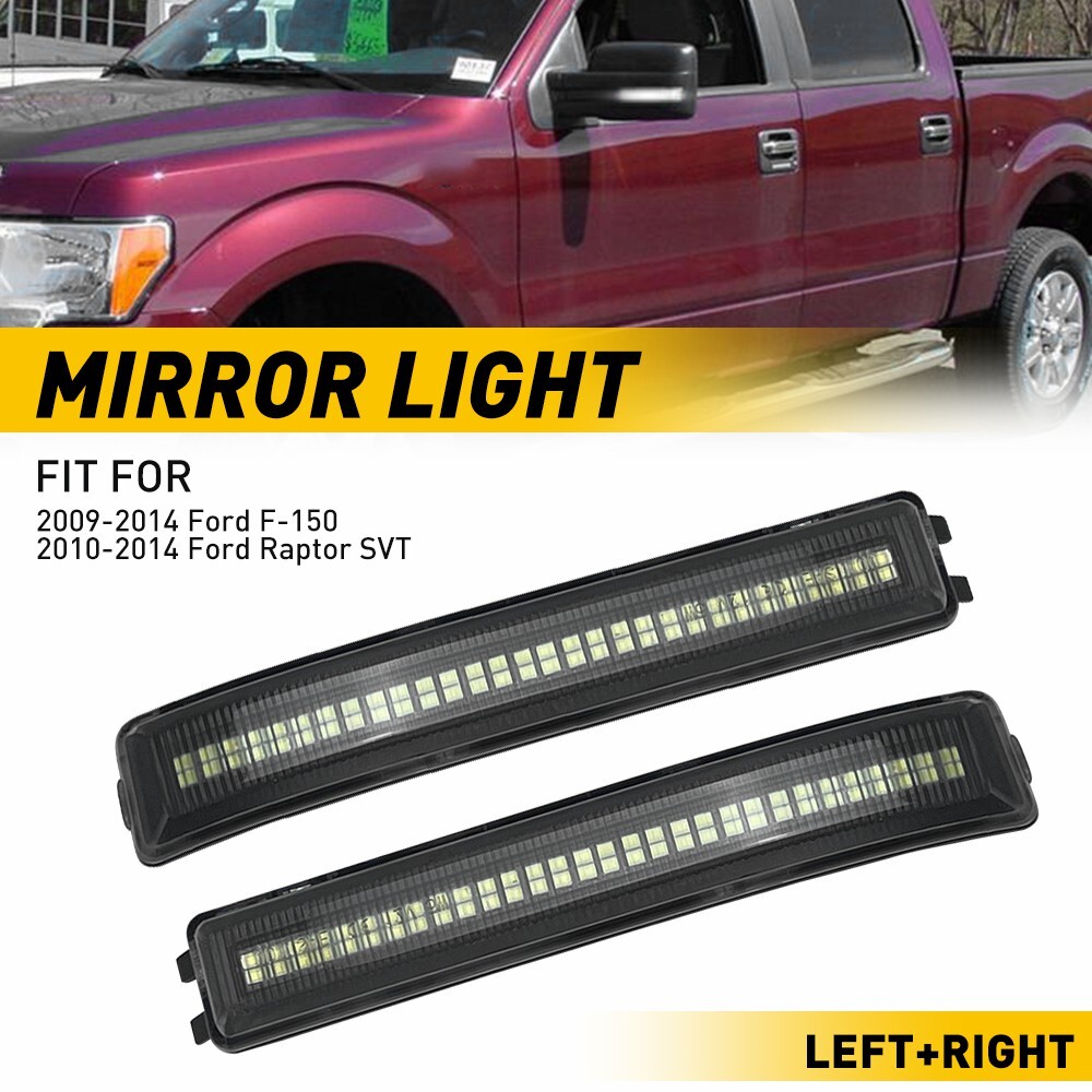 2x Side Mirror Turn Signal Lights White LED For Ford 2009-14 F150 Reflector Lamp
