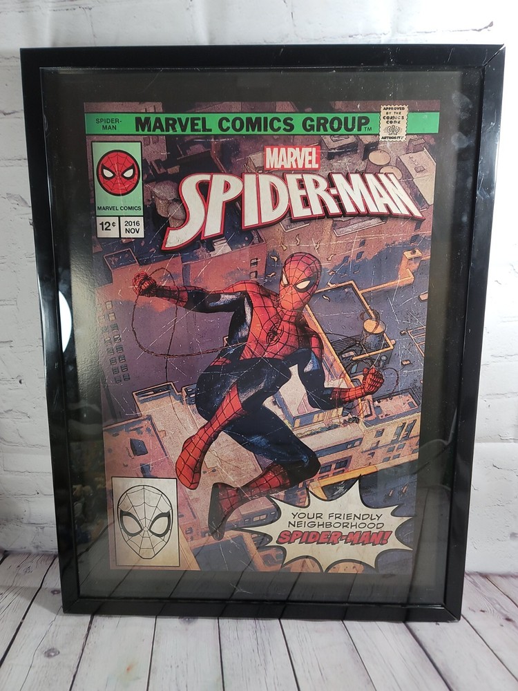2016 Artissimo Marvel Spiderman Comic Book Cover Framed Poster