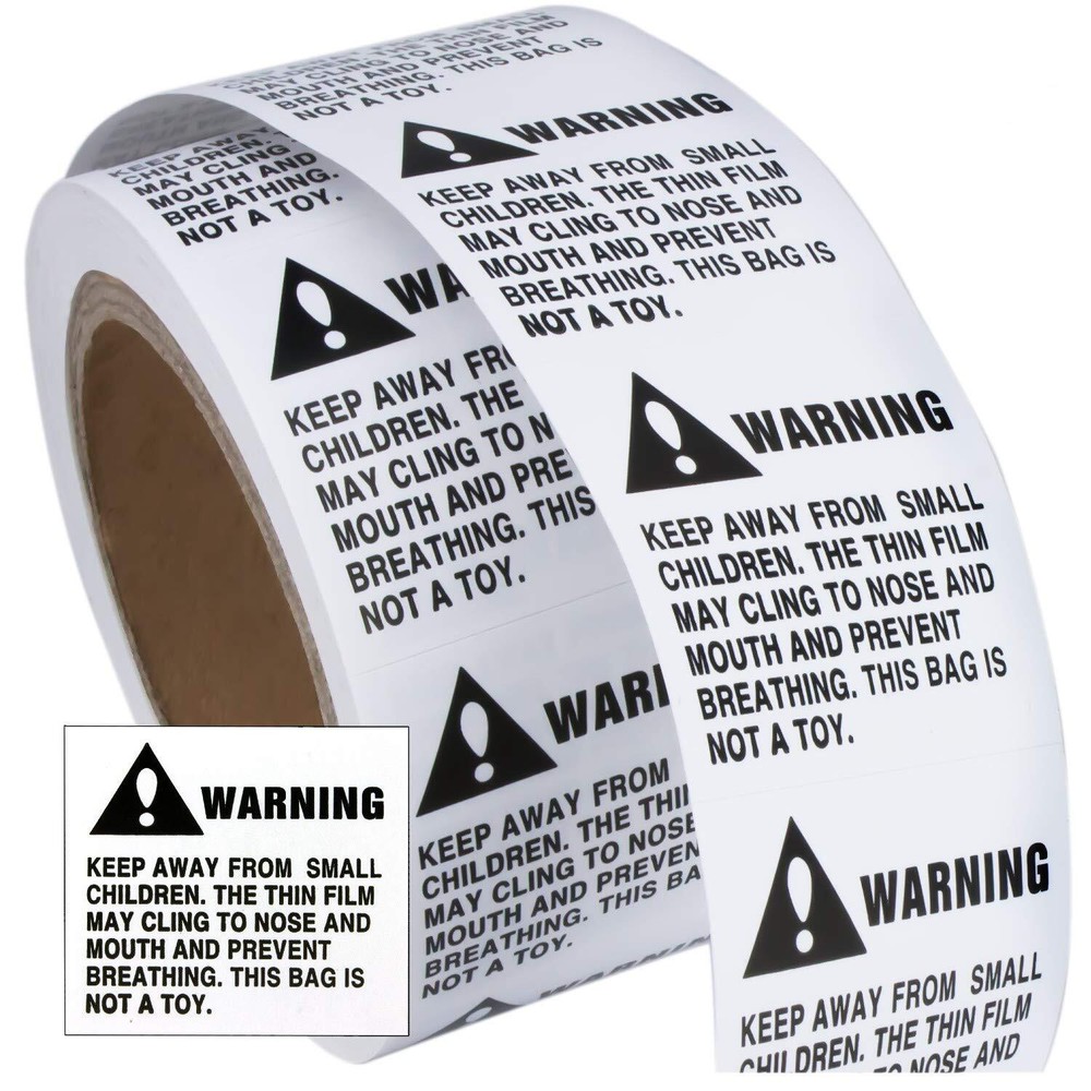 Super Sticky 2 Pack Suffocation Warning Labels Bulk 1000pc Perforated 2x2 Inch  