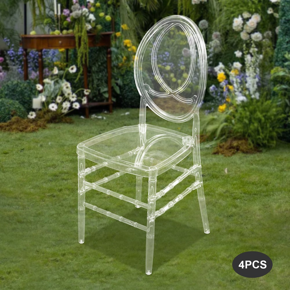 4-Pack Stackable Plastic Folding Chairs for Wedding Camping Dining Home