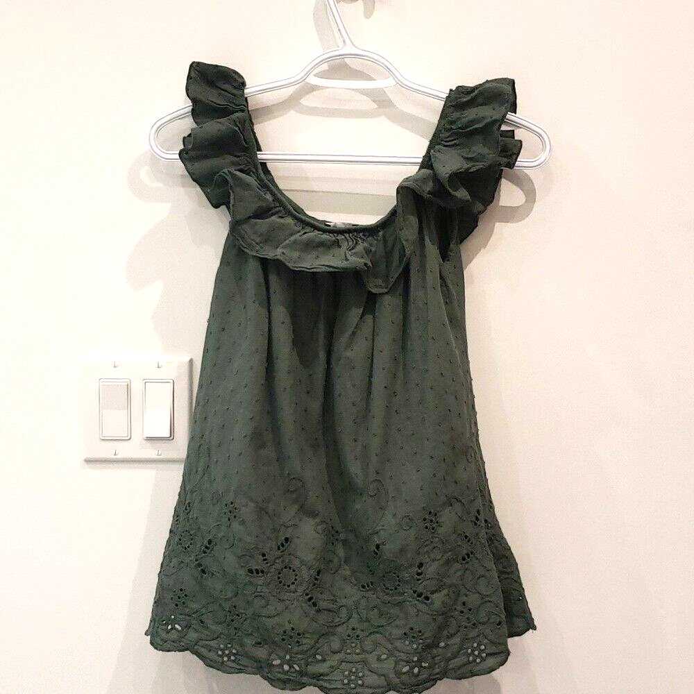 Save Big on a Stylish Off Shoulder Green Tank Top for Women in Medium Size Made in Italy