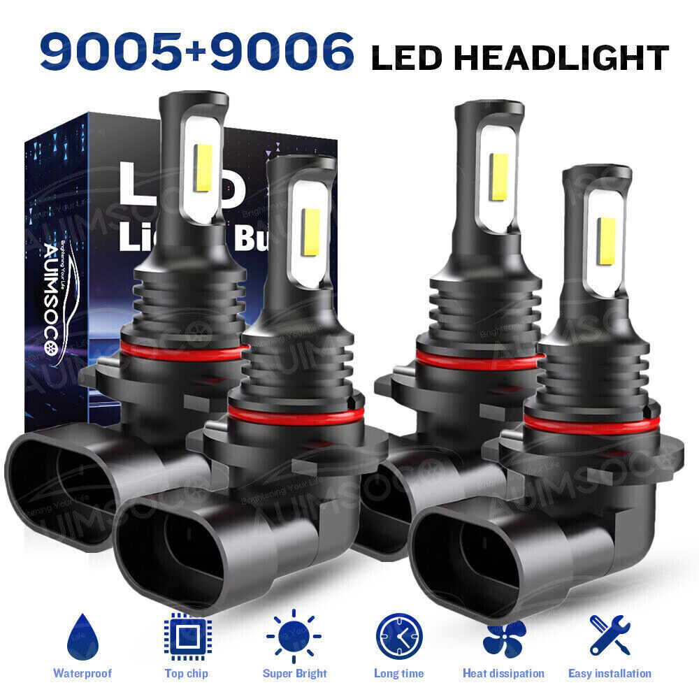 For Chevy K1500 Suburban 1992 4X LED Headlight Bulbs High Low Beam Combo Kit
