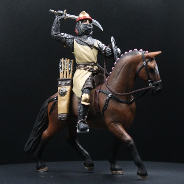 Vintage 1/18 Knight Soldier On Horseback Model Medieval Arab Cavalry Figure Prop