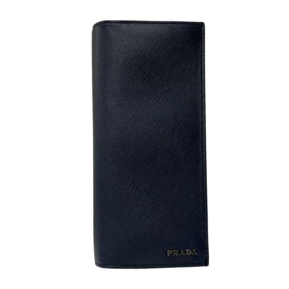 PRADA Navy x Gray Leather Long Wallet 2MV836
