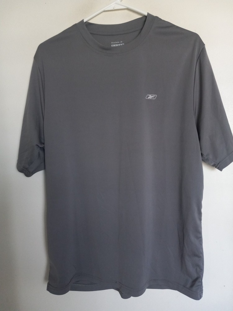 Reebok Play Dry Short Sleeve Crew Neck  Gray  Shirt Active Top Men's size L