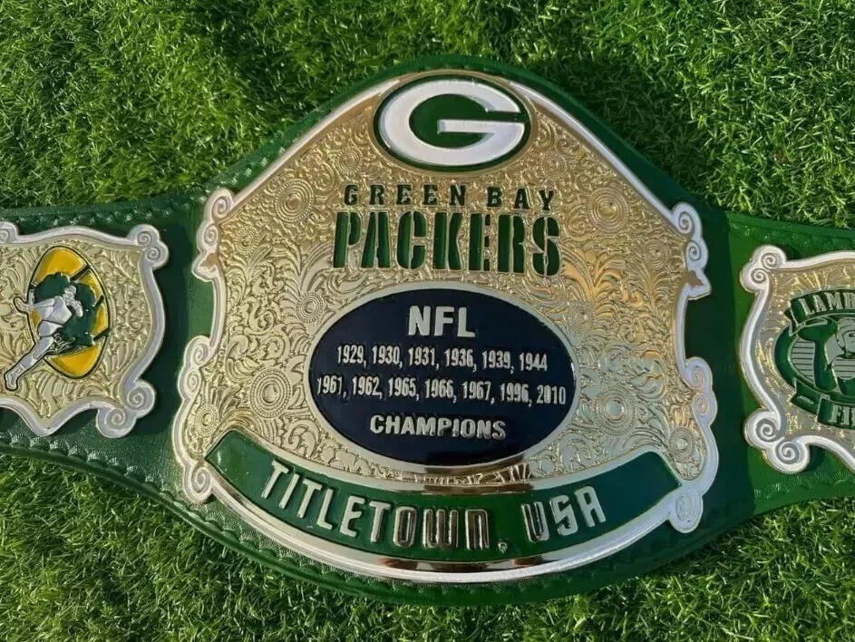 New GREEN BAY PACKERS NFL Superbowl Championship Title Belt Adult Size 2mm Brass
