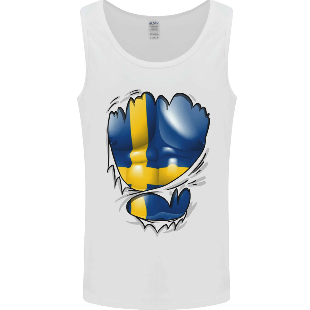 Gym Swedish Flag Ripped Muscles Sweden Mens Vest Tank Top