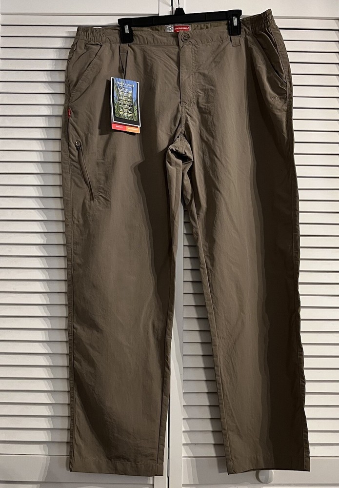Craghoppers Insect Shield Pants Pebble Khaki  Camp Hiking Pant Mens 42R NWT