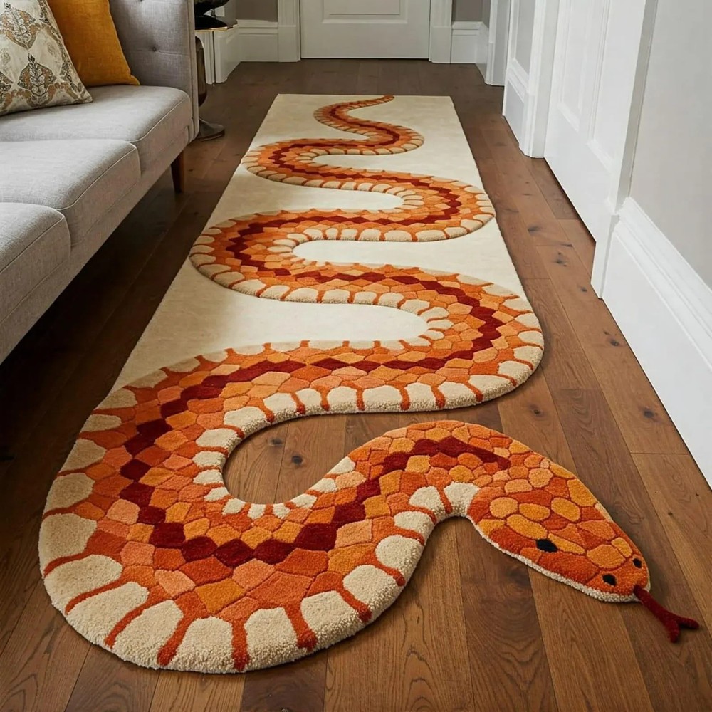 Hand Tufted Wool Serpent Runner Rug – Reptile Inspired Hallway Decor