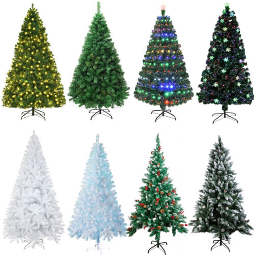 Artificial Christmas Tree Pre Lit Fiber Optic / with LED Lights / Snow Flocked