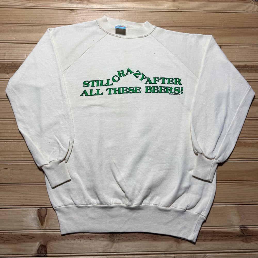 Vintage 90s Still Crazy After All These Beers Raglan Mock Neck Sweatshirt Large