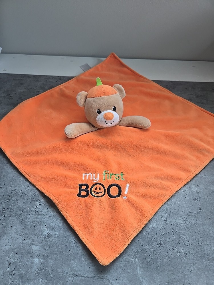 Baby Starters My First Boo Halloween Pumpkin Bear Lovey Rattle Security Blanket