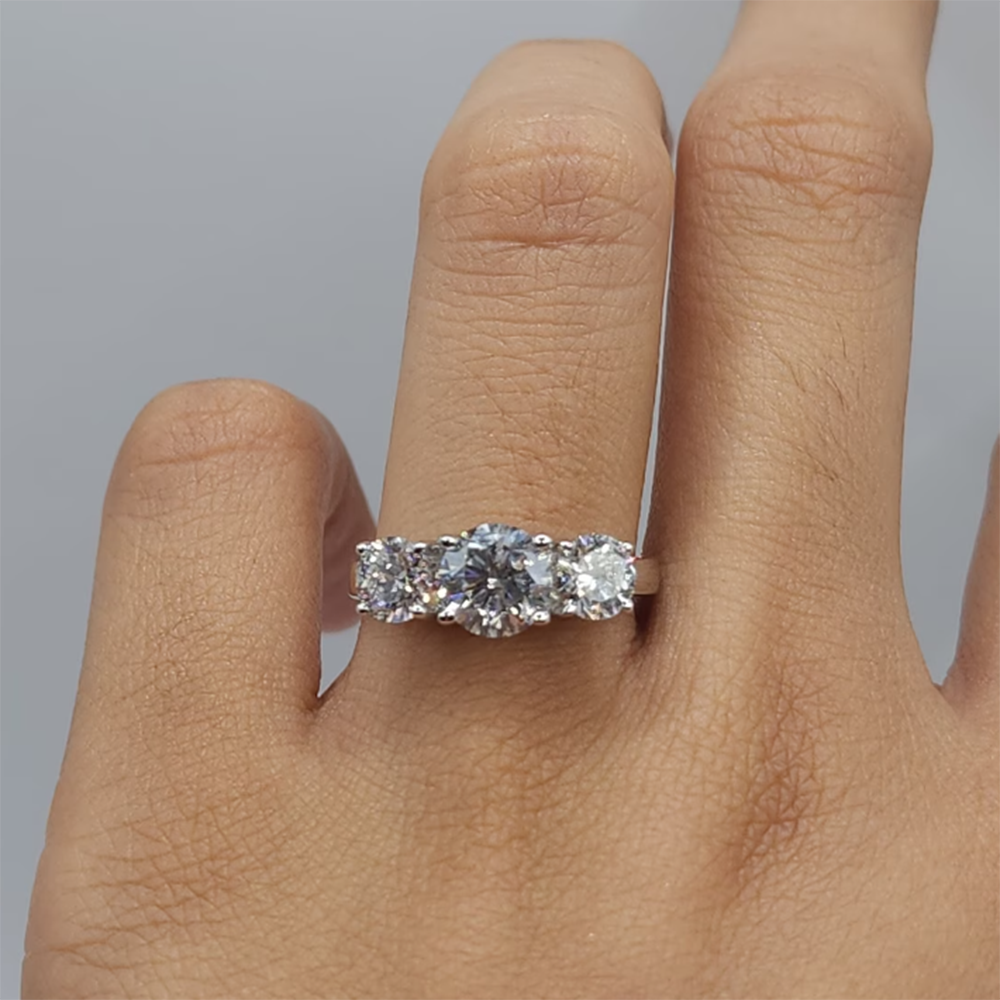 14k White Gold Wedding Ring Round 2 Carat IGI GIA Lab Created Diamond Size 7 8