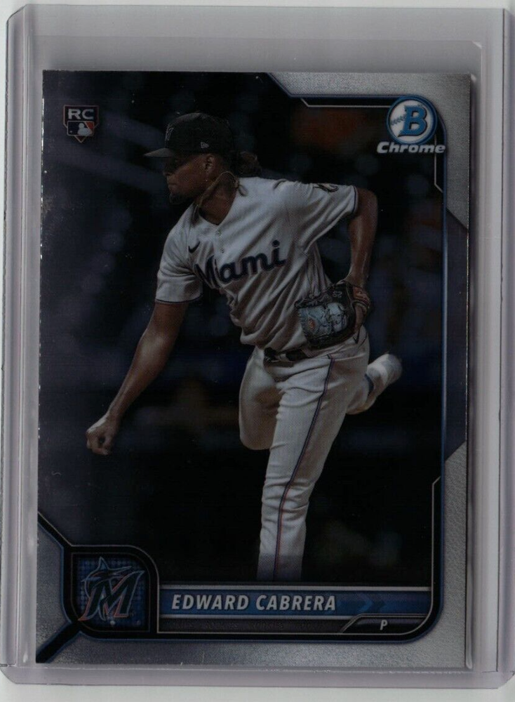 EDWARD CABRERA ROOKIE BOWMAN CHROME 2022 MLB MIAMI MARLINS RC #44 FREE SHIPPING