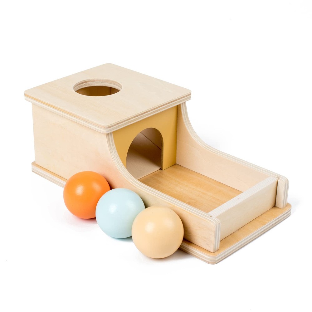 Montessori Toys for Babies 6-12 Months Object Permanence Box Wooden Ball Drop...