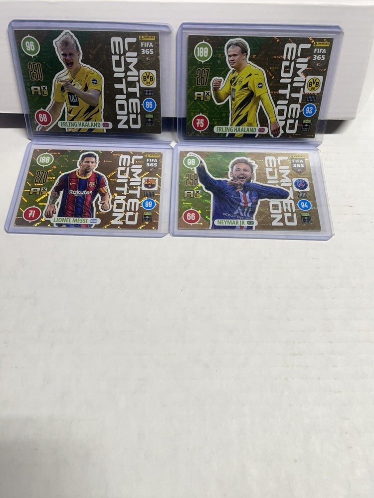 4x Panini Adrenalyn Xl Fifa 365 2021 LIMITED EDITION SET Neymar, Messi, Haaland