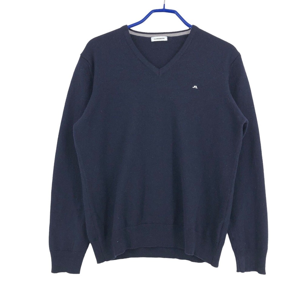 J.Lindeberg Men 100% Wool V-Neck Jumper Pullover Sweater Size M