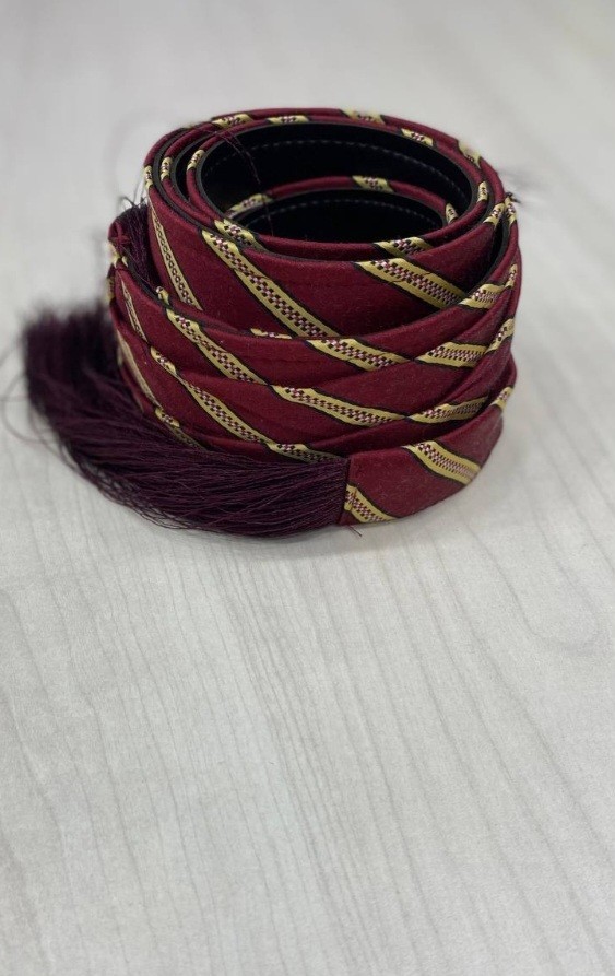 Elegant Red & Gold Embroidered Kashmir Thobe Belt