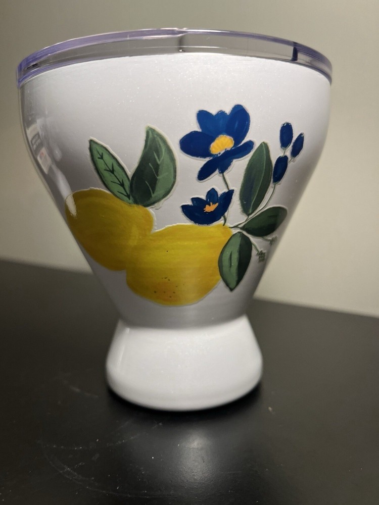 Lemon Stainless Steel Cocktail Size Tumbler With Lid