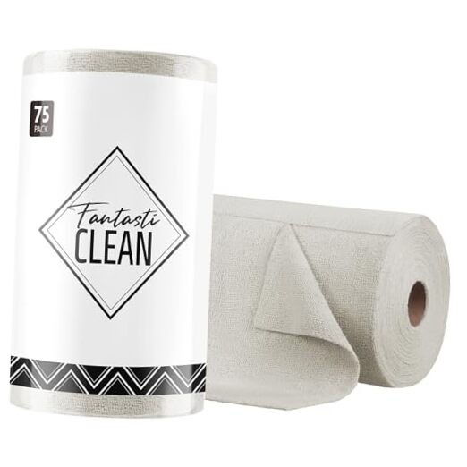 75-Pack Cool Grey Microfiber Tear-Away Cleaning Cloth Roll