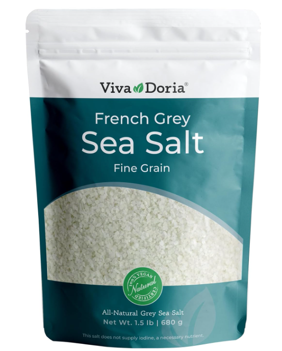Light Grey Celtic Sea Salt (No Additives) Resealable Bag 1.5LB and Other Sizes