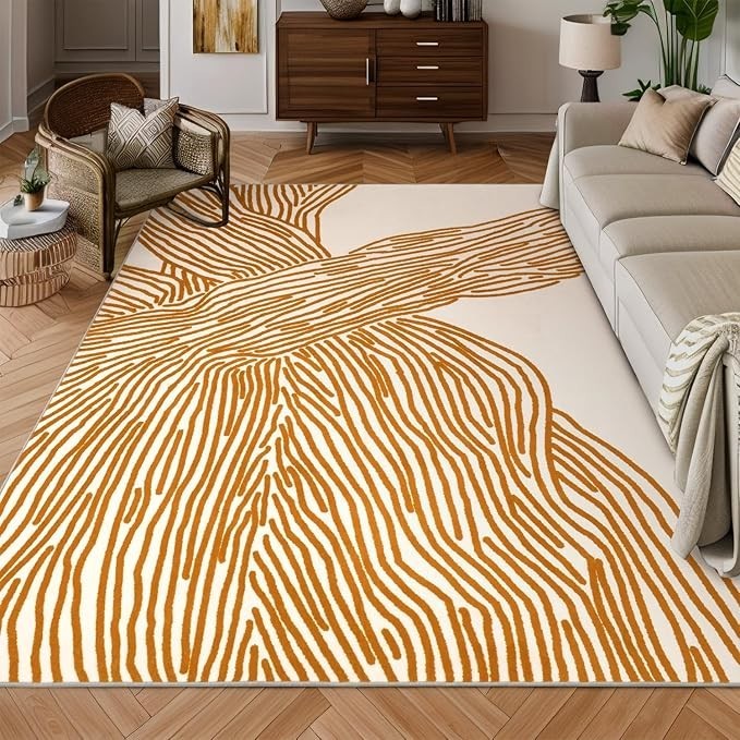 Grey Rug for Living Room, 5×7 Modern Abstract Area Rug, Geometric Contemporary