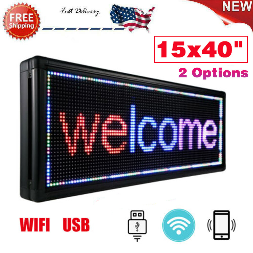 40x15 Inch LED Scrolling Message Board with 3 Color Programmable Display for Sales