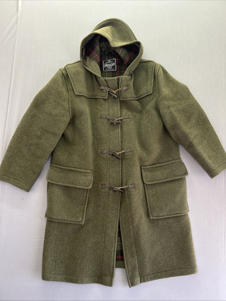 Gloverall Original Duffle Coat Olive Wool Toggle Made in England Men’s M 22.5x39