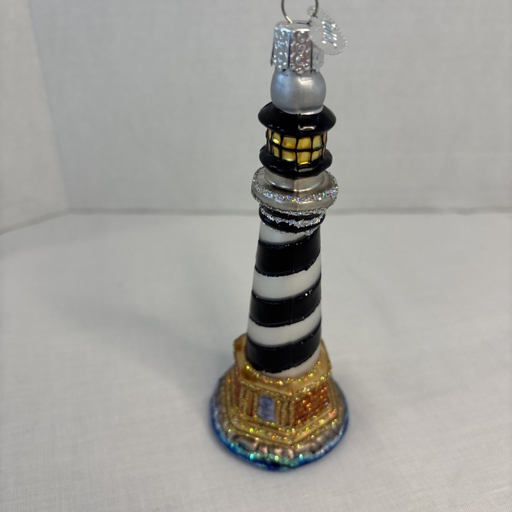 Antiguo Mundo Navidad Vidrio Soplado Adorno Cabo Hatteras Faro