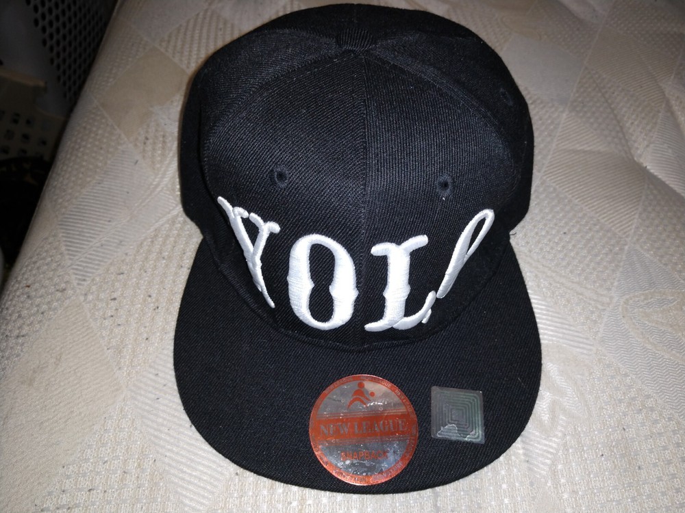 YOLO New League Black Unisex All Season Adjustable One Size Baseball Hat/Cap