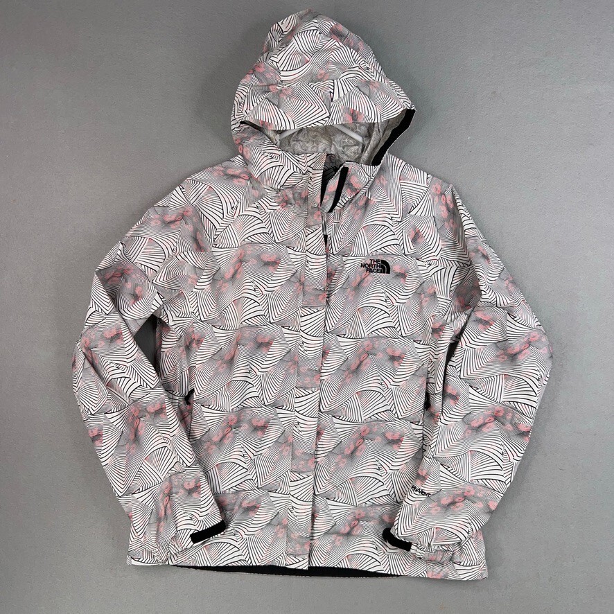 The North Face Jacket Women Medium Pink Black White Hyvent Rain Windbreaker Gorp