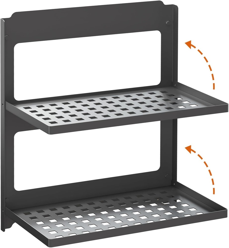 2-Tier Folding Metal Shelf Wall Mounted Small Foldable Wall Shelf Dorp Down