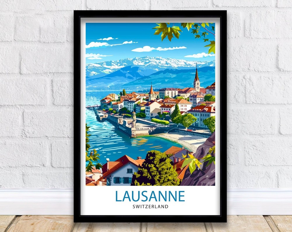 Lausanne Switzerland Travel Print Wall Decor Wall Art Lausanne Wall Hanging