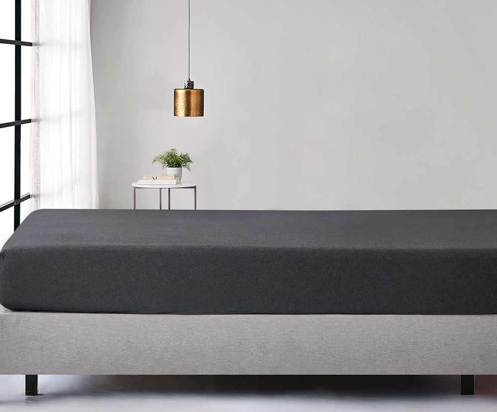 NNEDSZ 100% Jersey Cotton Soft Stretchy Breathable Fitted Sheet - Black Marble -