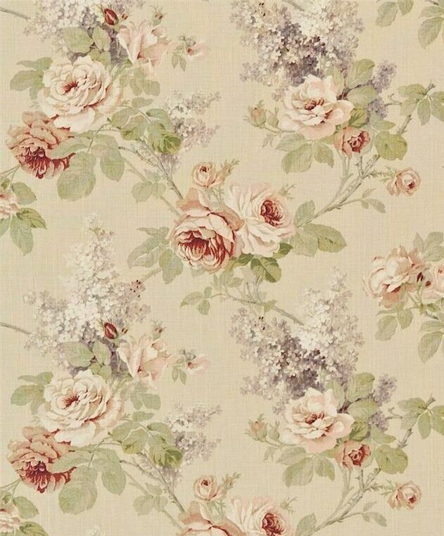 SANDERSON CURTAIN FABRIC DESIGN Sorilla 4.4 METRES BISCUIT AND CLARET 100% LINEN