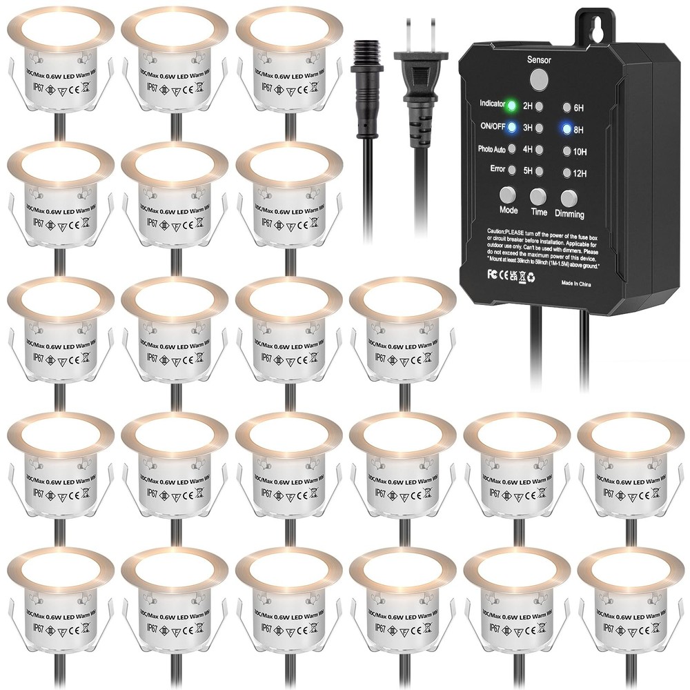 Low Voltage Deck Lights Kit with Transformer Dimmable Timer and Photocell Sen...