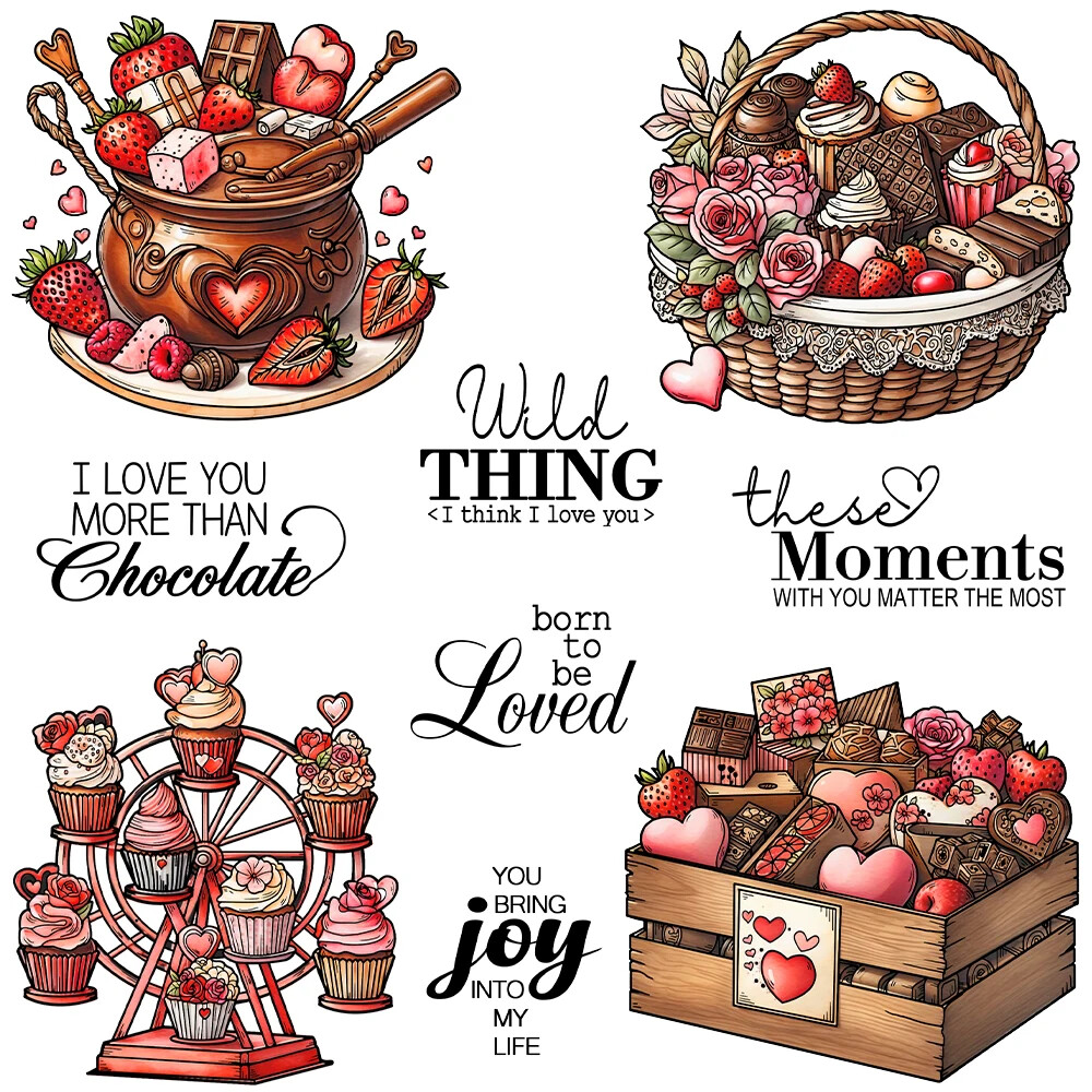 Valentine's Day Sweet Cake Dessert Chocolate Strawberry Gifts Clear Stamps