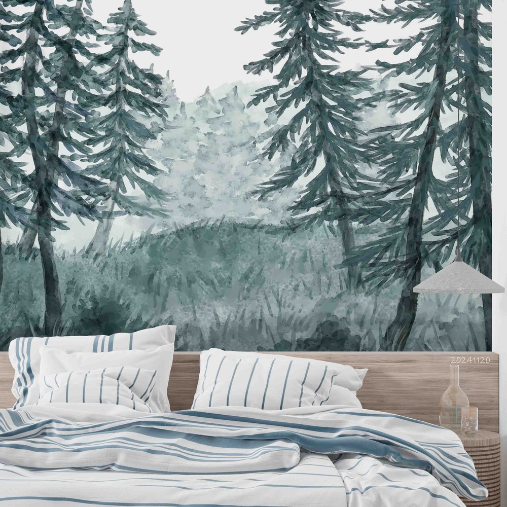 3D Forest Watercolor Wall Murals Wallpaper Murals Wall Sticker