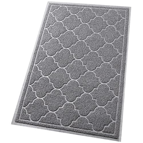Large 24x36 Inch Non-Slip Indoor Outdoor Doormat in Light Grey