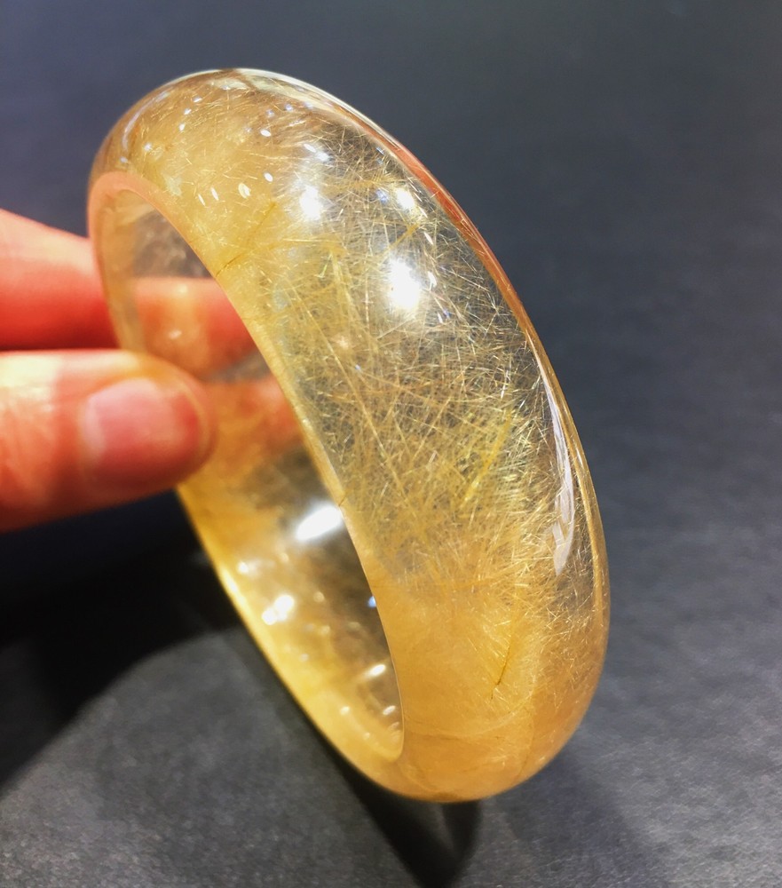 55mm Rare Quality Natural Rutilated Quartz Hair Crystal Bracelet Healing Gift