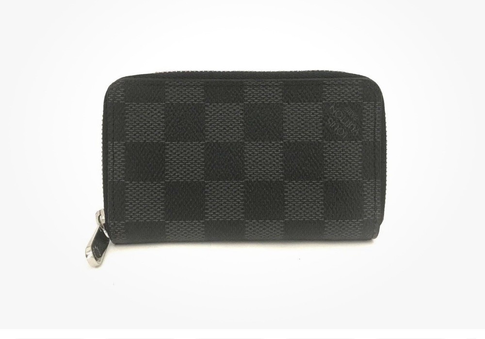 Louis Vuitton Damier Graphite Zippy Zip Coin Purse Wallet Black/2BA3376