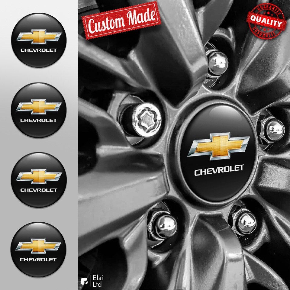 Chevrolet Wheel Cap Decals - Custom 4pc Rim Emblem Stickers Set  