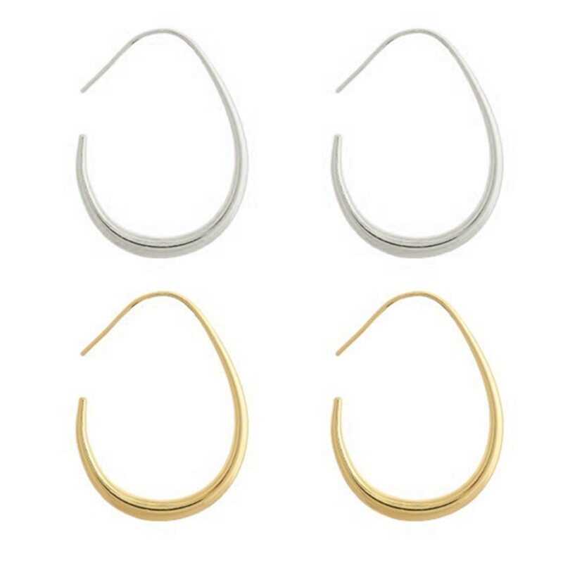 Oval Hoop Ears Jewelry Metal Earrings for Women Men Geometric Shape Ear Rings