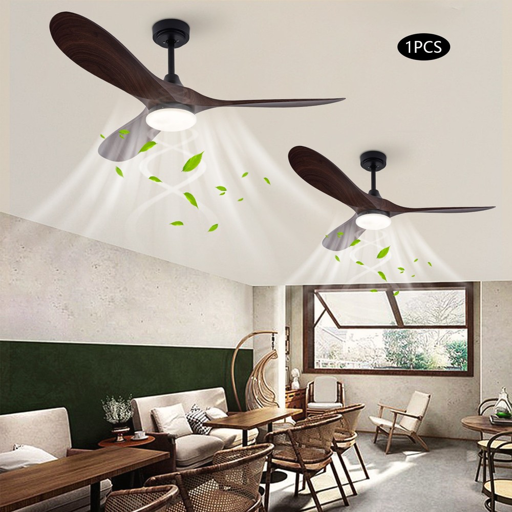 52 Inch Modern Ceiling Fan With Remote Indoor 3 Wood Blades Chandelier 50W New