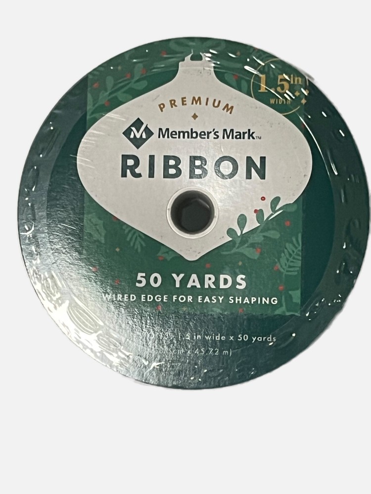 Members Mark 50-Yard Green Ribbon with Wired Edge for Holidays  -image