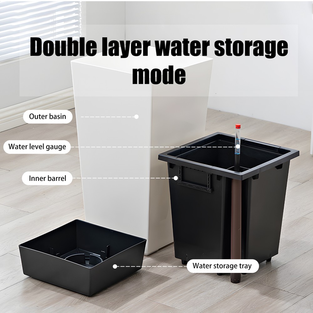 2Pcs Tall Planters, Resin Flower Pot for Outdoor Indoor Plants, Outdoor Planter