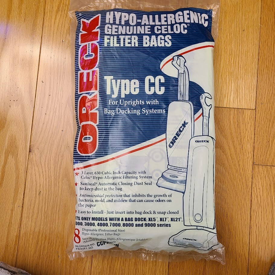 Oreck CCPK8DW Type CC Celoc Upright Vacuum Bags - 8 in Pack