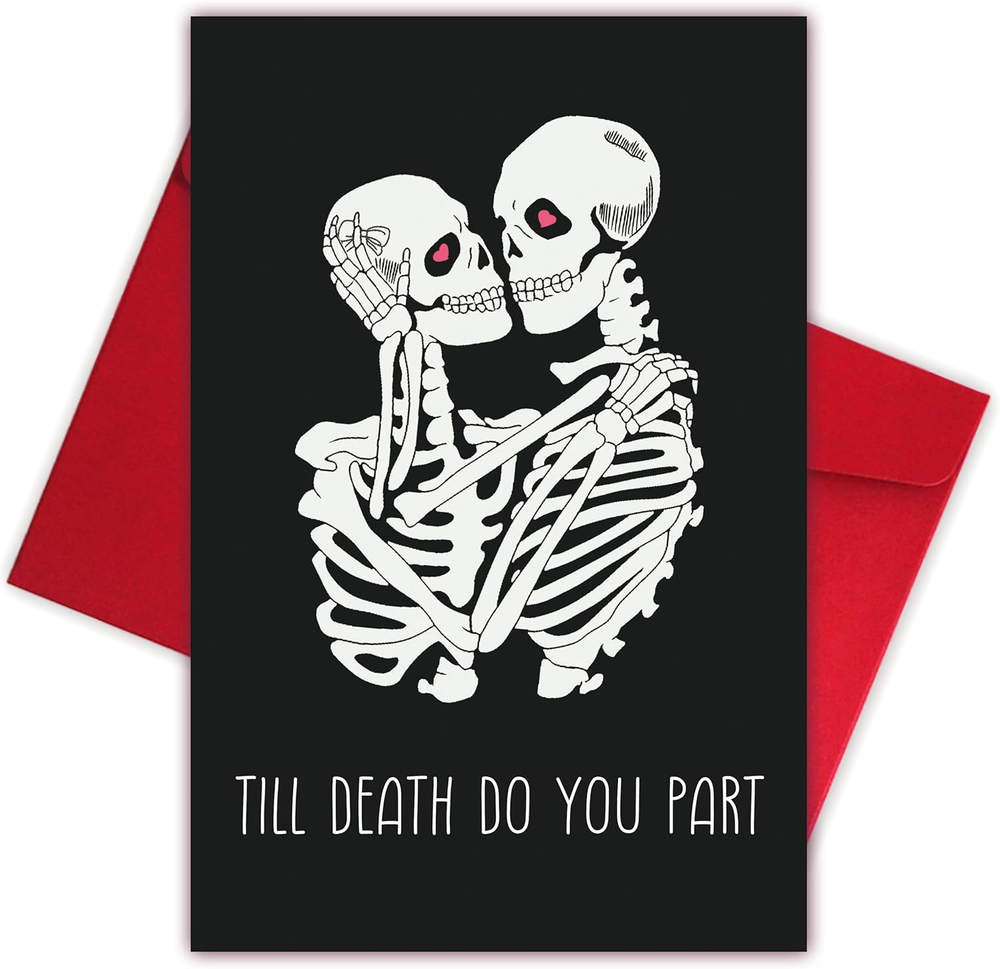 Romantic Skull Couple Halloween Card for Boyfriend Girlfriend, Funny Halloween W